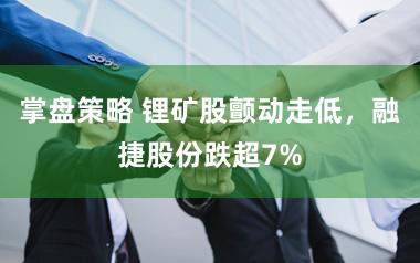 掌盘策略 锂矿股颤动走低，融捷股份跌超7%